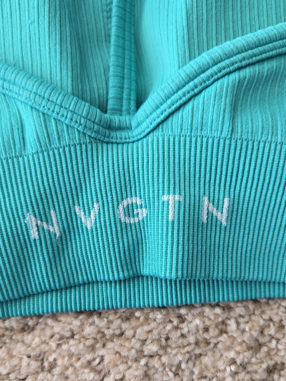 NVGTN Ribbed Racerback Sports Bralette in Teal - Picture 3 of 5